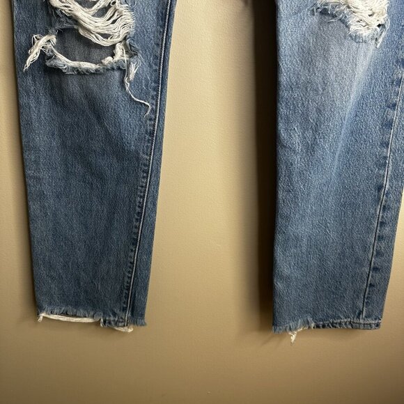 Levi's Distressed Blue Straight Leg Jeans - Picture 6 of 13